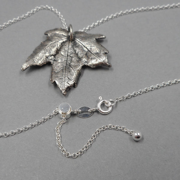 Maple Leaf Pendant in Fine Silver