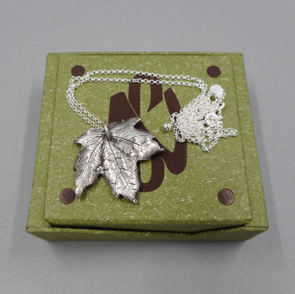 Maple Leaf Pendant in Fine Silver