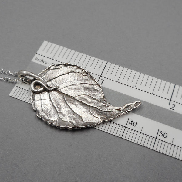 Unique Vining Leaf Pendant in Fine Silver