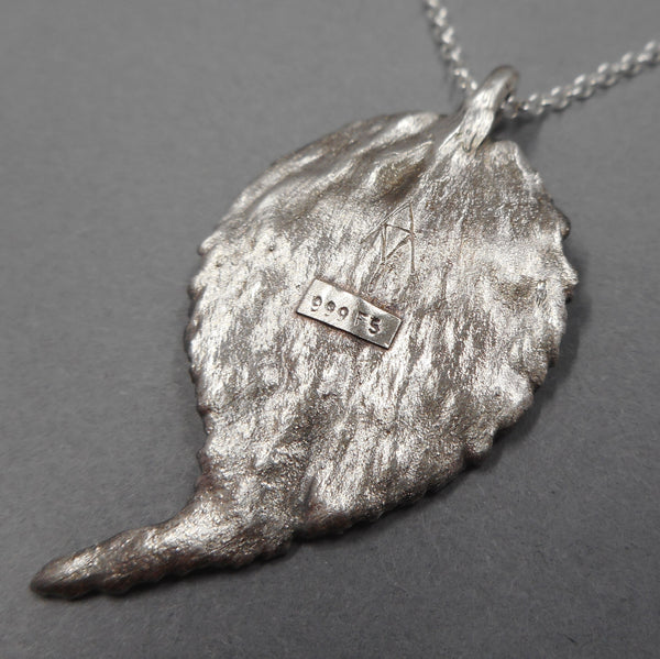 Unique Vining Leaf Pendant in Fine Silver