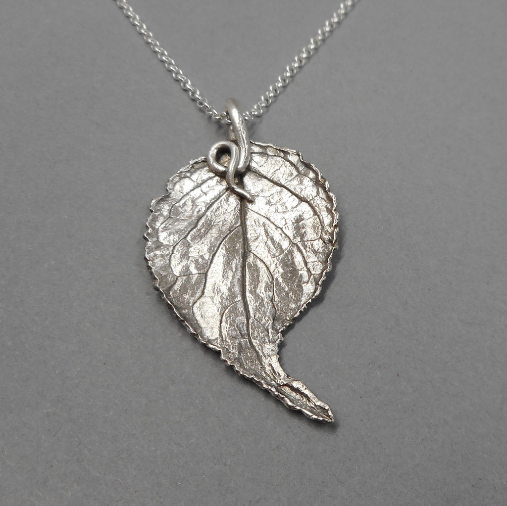 Unique Vining Leaf Pendant in Fine Silver