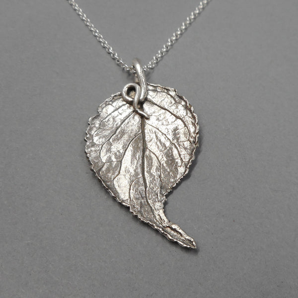 Unique Vining Leaf Pendant in Fine Silver