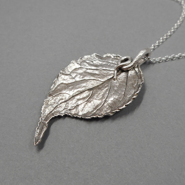 Unique Vining Leaf Pendant in Fine Silver