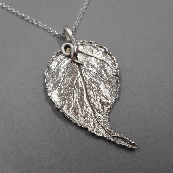 Unique Vining Leaf Pendant in Fine Silver
