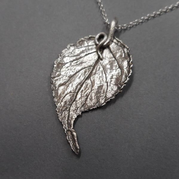 Unique Vining Leaf Pendant in Fine Silver