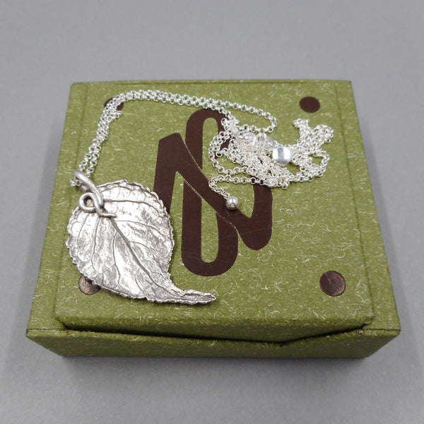 Unique Vining Leaf Pendant in Fine Silver