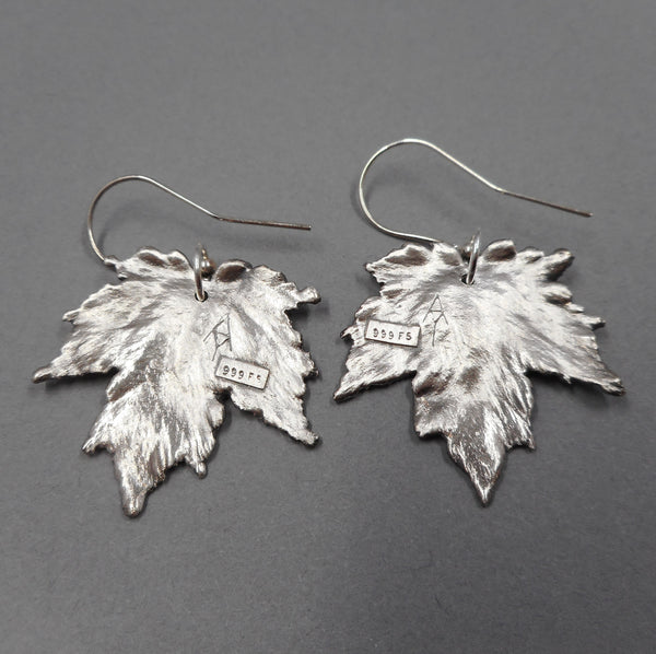 Maple Leaf Earrings in Fine Silver