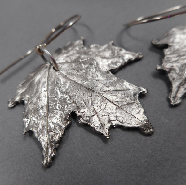 Maple Leaf Earrings in Fine Silver