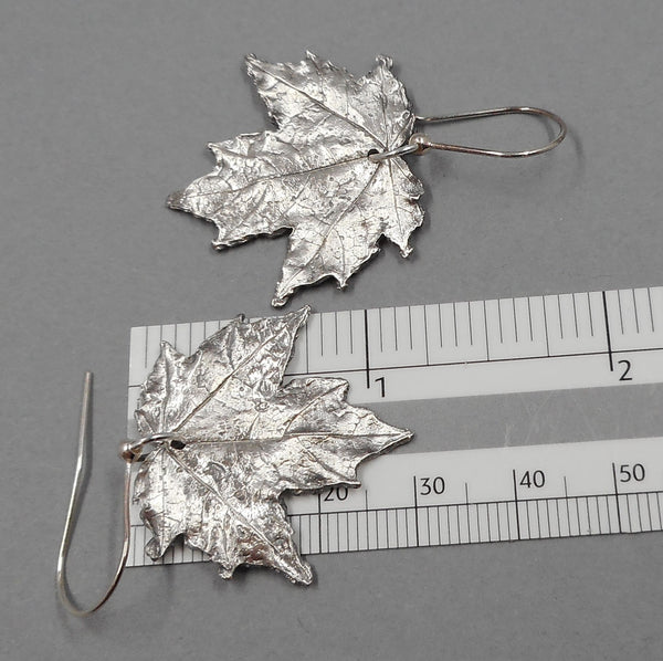 Maple Leaf Earrings in Fine Silver