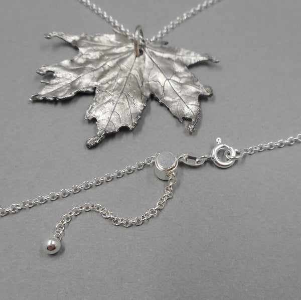 Maple Leaf Pendant in Fine Silver