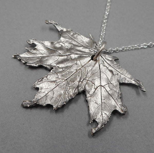 Maple Leaf Pendant in Fine Silver