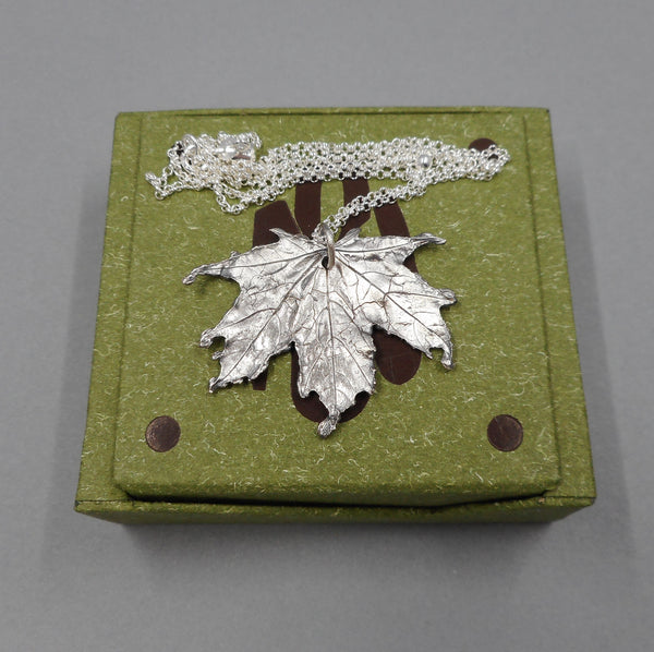 Maple Leaf Pendant in Fine Silver