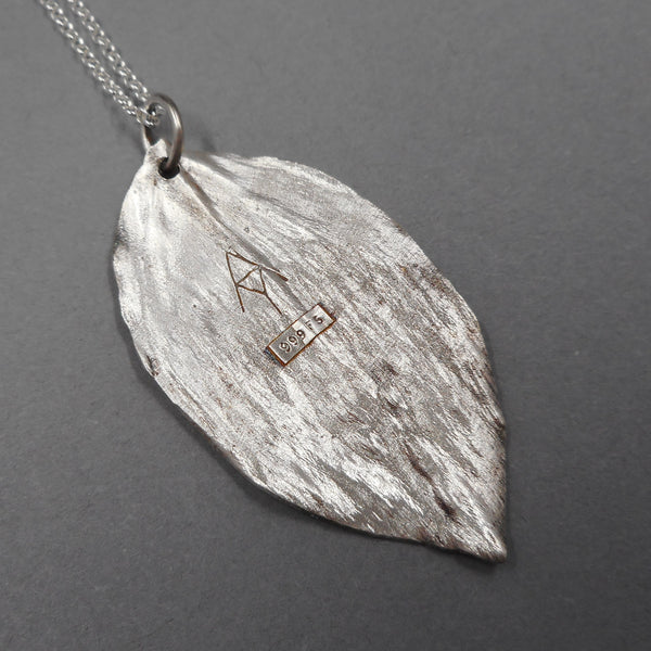 Solomon's Seal Leaf Pendant in Fine Silver