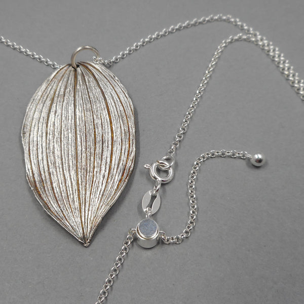 Solomon's Seal Leaf Pendant in Fine Silver