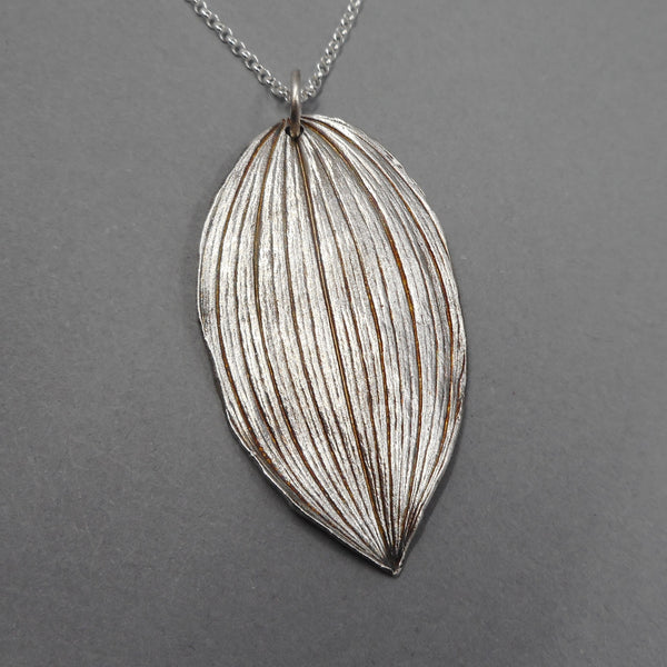 Solomon's Seal Leaf Pendant in Fine Silver