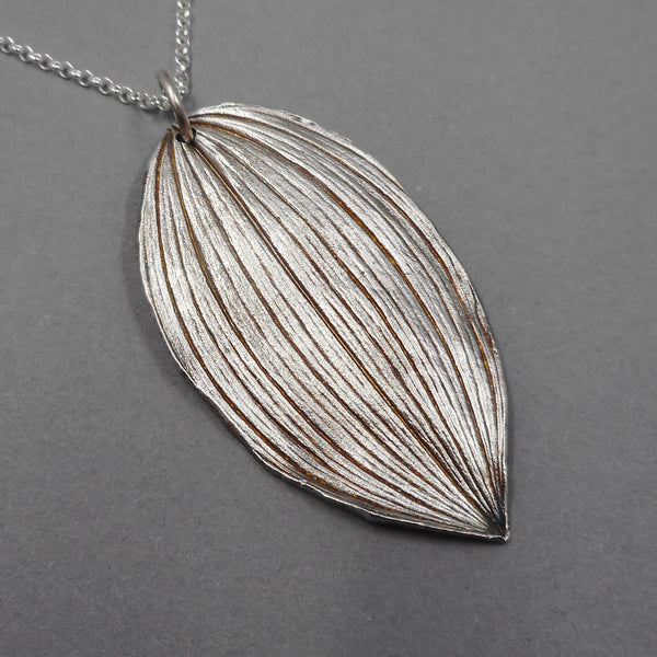 Solomon's Seal Leaf Pendant in Fine Silver