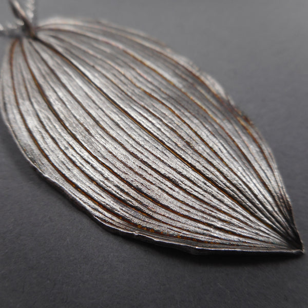 Solomon's Seal Leaf Pendant in Fine Silver