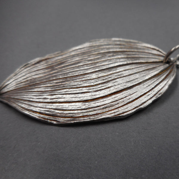 Solomon's Seal Leaf Pendant in Fine Silver