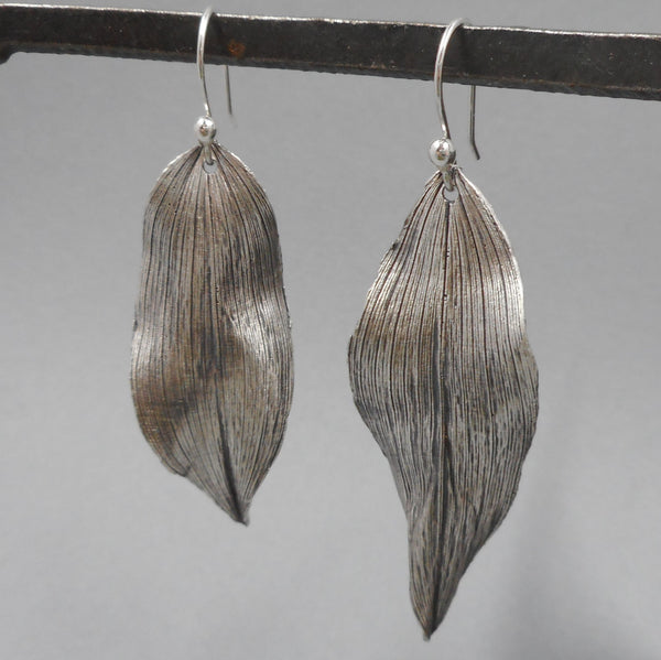 Solomon's Seal Leaf Earrings in Fine Silver