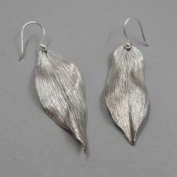 Solomon's Seal Leaf Earrings in Fine Silver