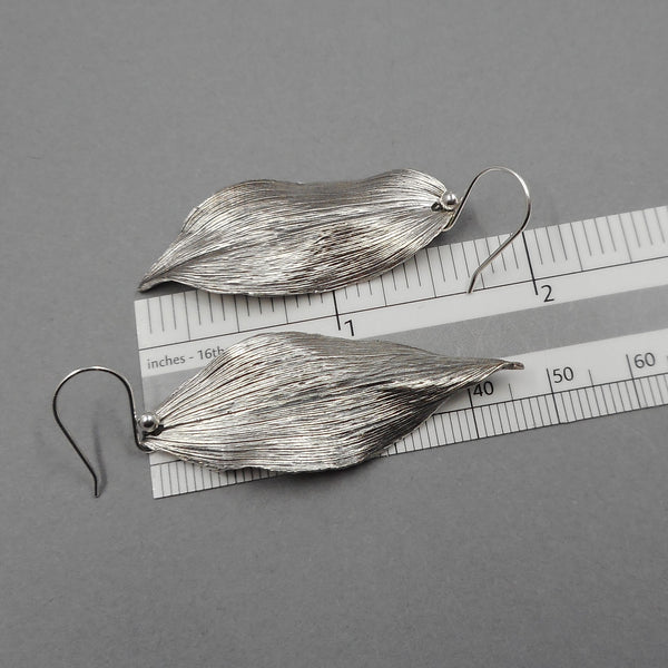 Solomon's Seal Leaf Earrings in Fine Silver