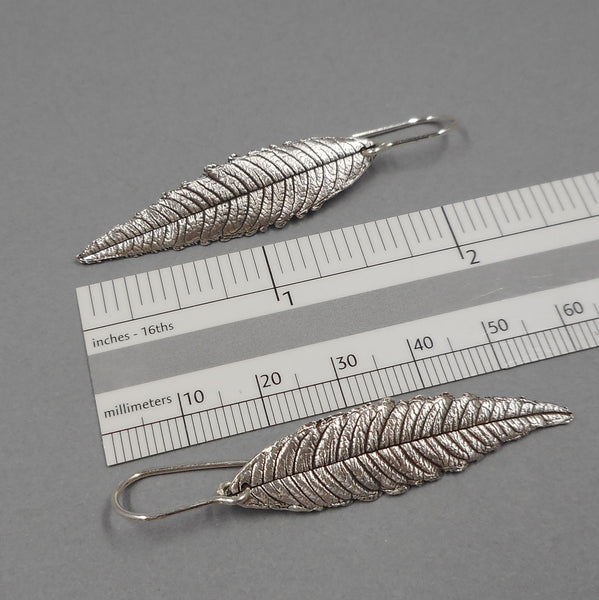 Lemon Verbena Leaf Earrings in Fine Silver
