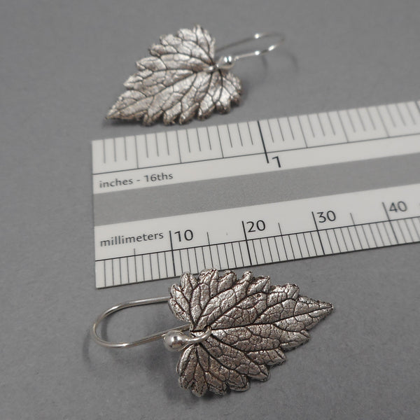 Catnip Leaf Earrings in Fine Silver
