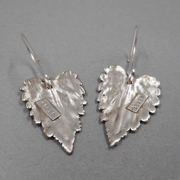 Catnip Leaf Earrings in Fine Silver