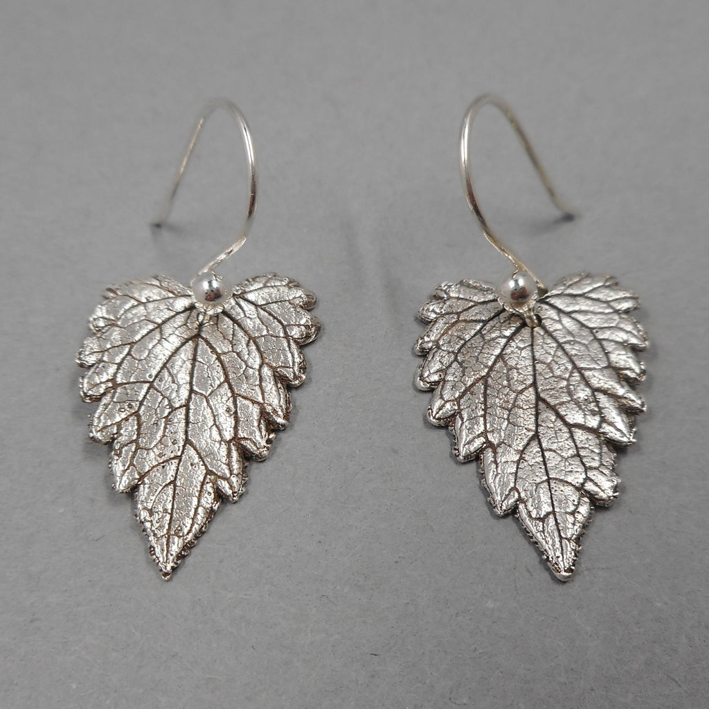 Catnip Leaf Earrings in Fine Silver