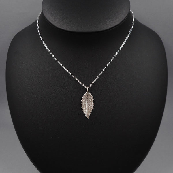 Rose Leaf Pendant & Earrings Set in Fine Silver