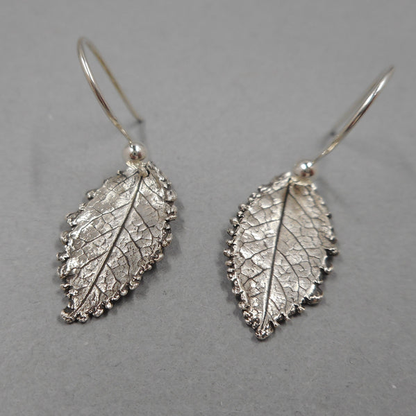 Rose Leaf Pendant & Earrings Set in Fine Silver