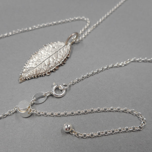 Rose Leaf Pendant & Earrings Set in Fine Silver