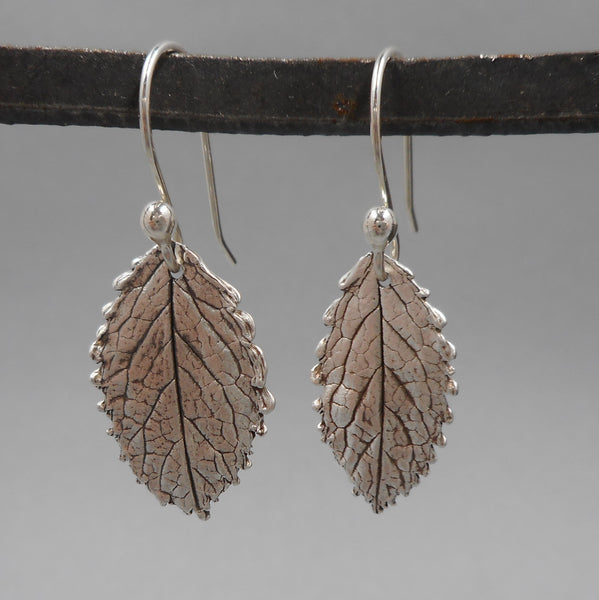 Rose Leaf Necklace & Earrings Set in Fine Silver