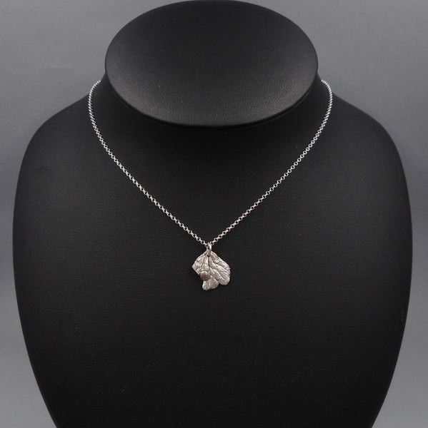 Columbine Pendant with Ladybug & Earrings Set in Fine Silver 66