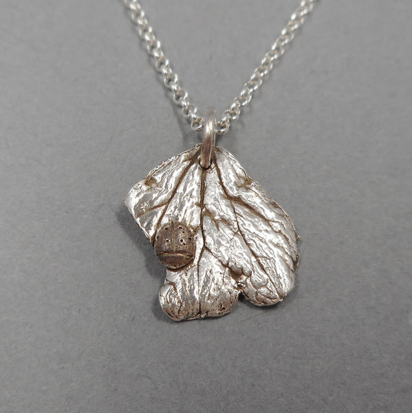 Columbine Pendant with Ladybug & Earrings Set in Fine Silver 66