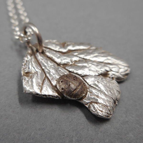 Columbine Pendant with Ladybug & Earrings Set in Fine Silver 66