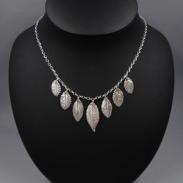 Rose Leaf Necklace in Sterling & Fine Silver