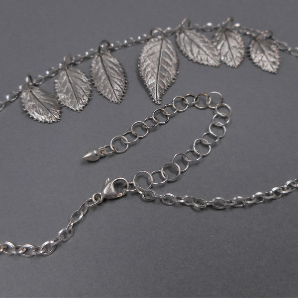 Rose Leaf Necklace in Sterling & Fine Silver