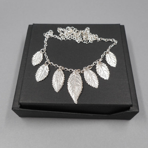 Rose Leaf Necklace in Sterling & Fine Silver