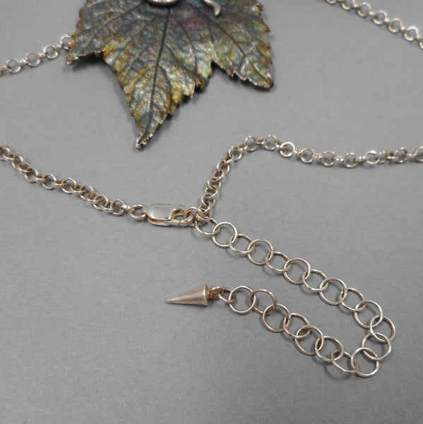 Grape Leaf Necklace in Sterling & Fine Silver