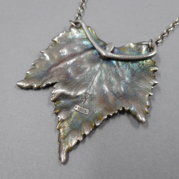Grape Leaf Necklace in Sterling & Fine Silver