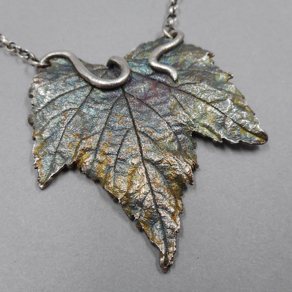 Grape Leaf Necklace in Sterling & Fine Silver