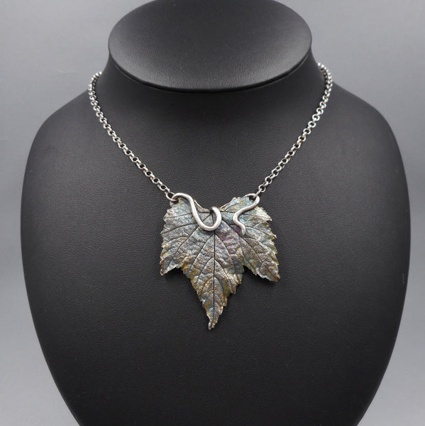 Grape Leaf Necklace in Sterling & Fine Silver