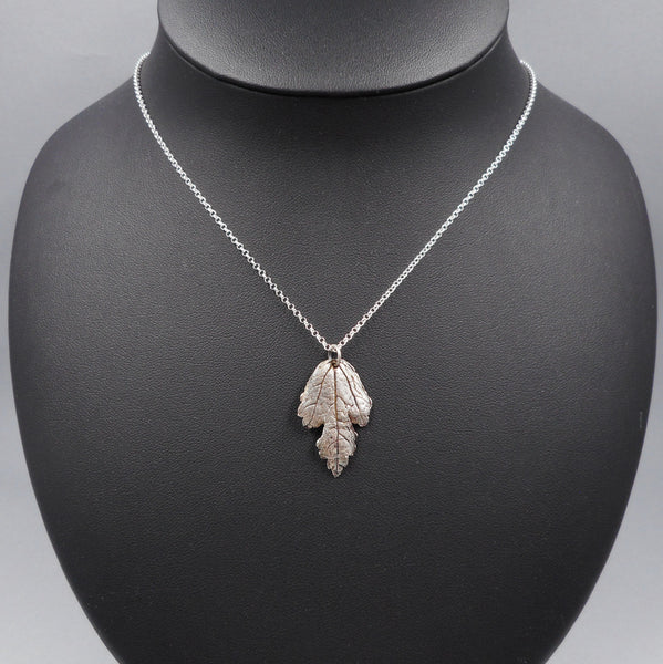 Rose of Sharon Leaf Pendant in Fine Silver