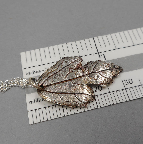 Rose of Sharon Leaf Pendant in Fine Silver