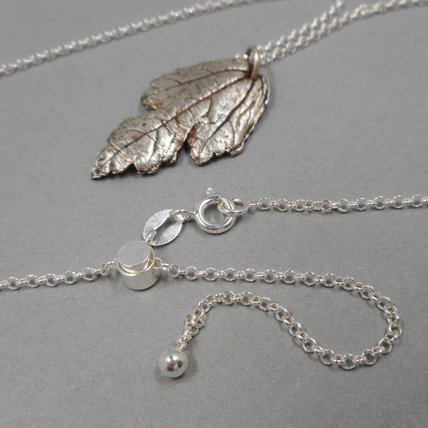 Rose of Sharon Leaf Pendant in Fine Silver