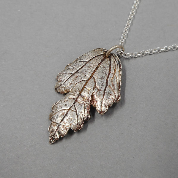 Rose of Sharon Leaf Pendant in Fine Silver