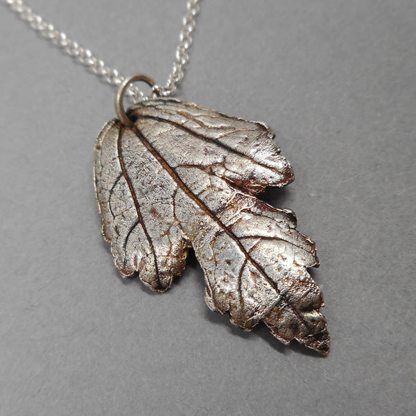 Rose of Sharon Leaf Pendant in Fine Silver