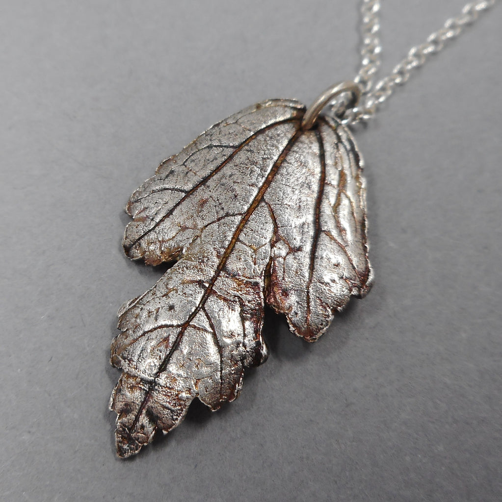 Rose of Sharon Leaf Pendant in Fine Silver
