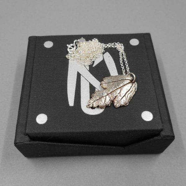 Rose of Sharon Leaf Pendant in Fine Silver
